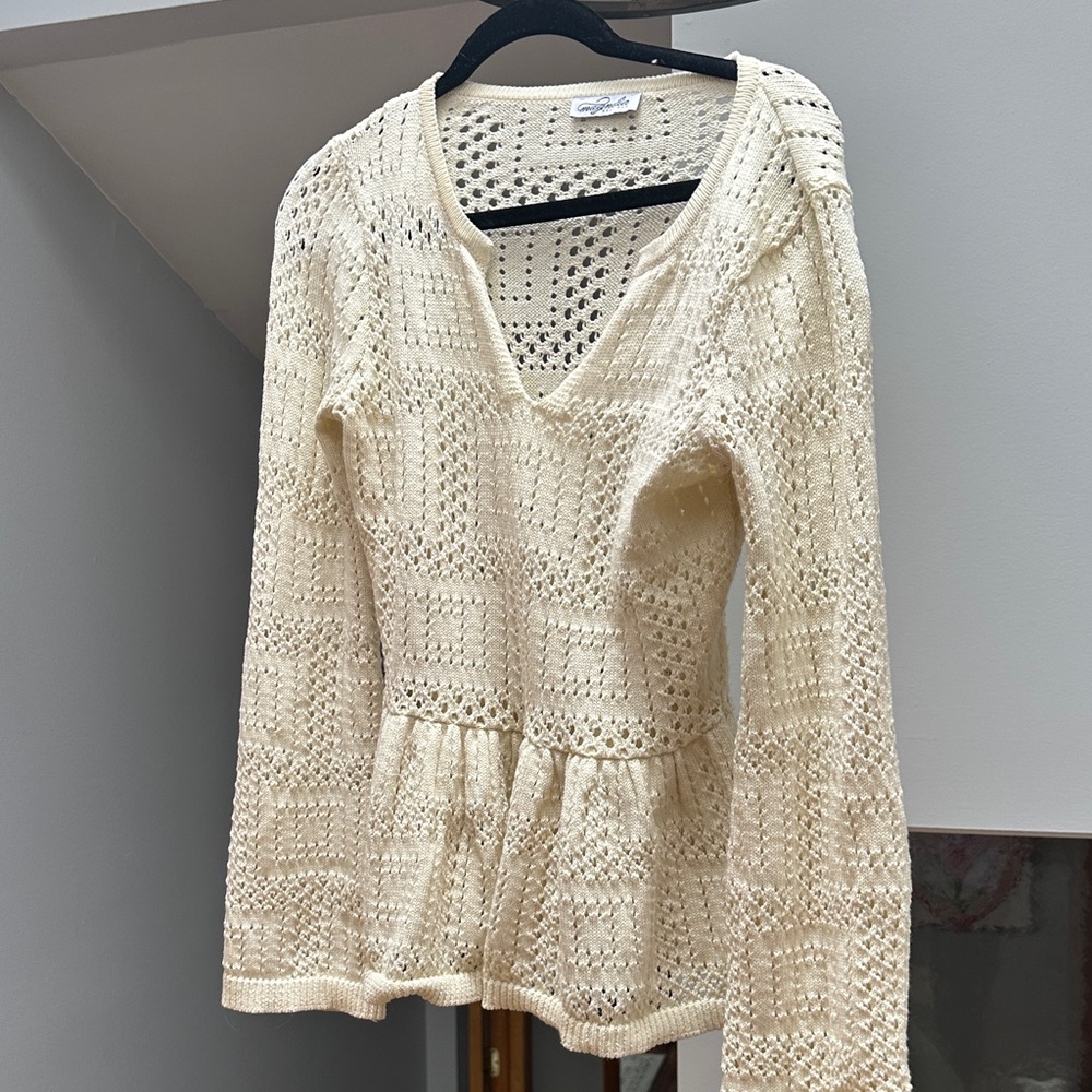 Cream Knit Long Sleeve Sweater